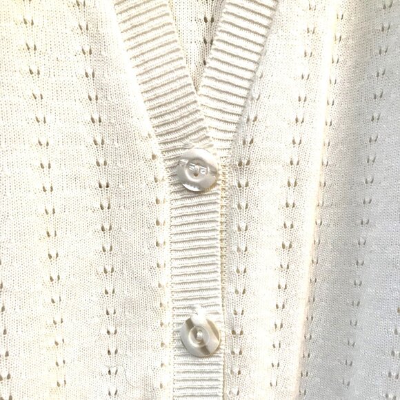 Alfred Dunner Pullover Sweater Vest: Vintage 80s Short Sleeved Cream Top, Size S - Picture 4 of 9